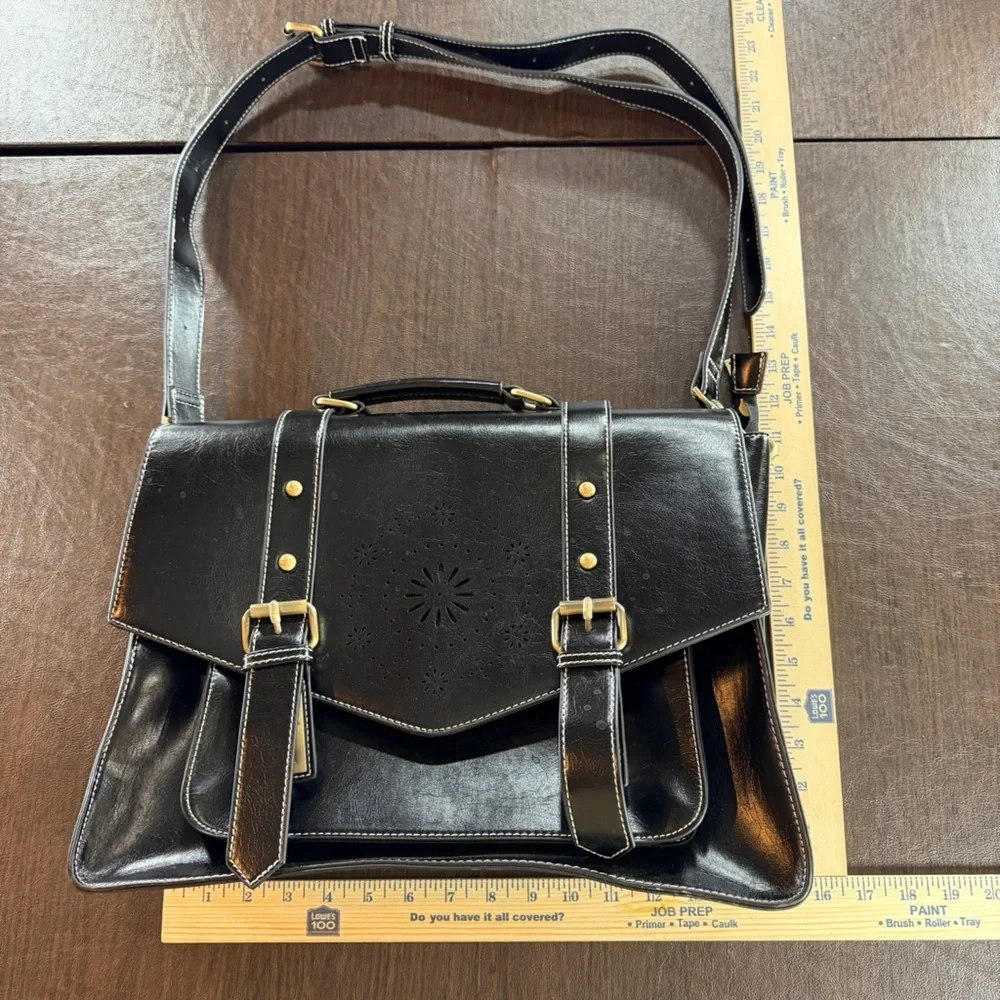 Ecosusi Women's Faux Leather Classic Big Briefcase Black